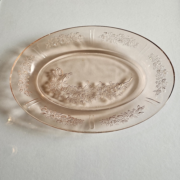Vintage Pink Depression Glass serving dishes. Jeanette Cherry Blossom. Set of 3. - Picture 2 of 4